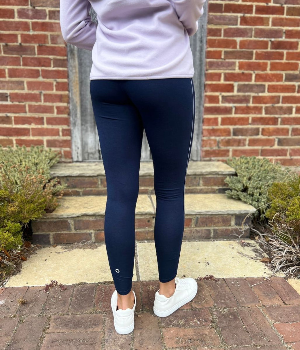 Navy White Stripe High Waisted Leggings