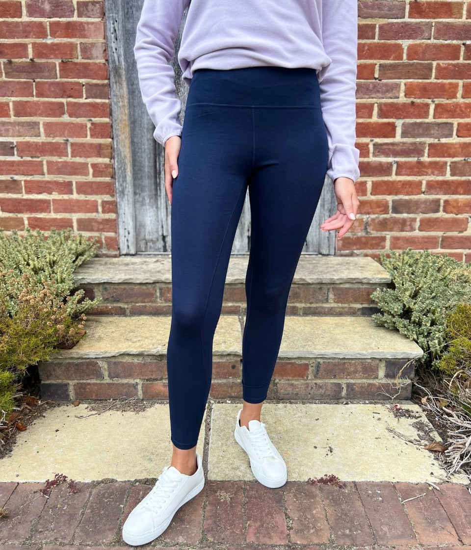 Navy White Stripe High Waisted Leggings