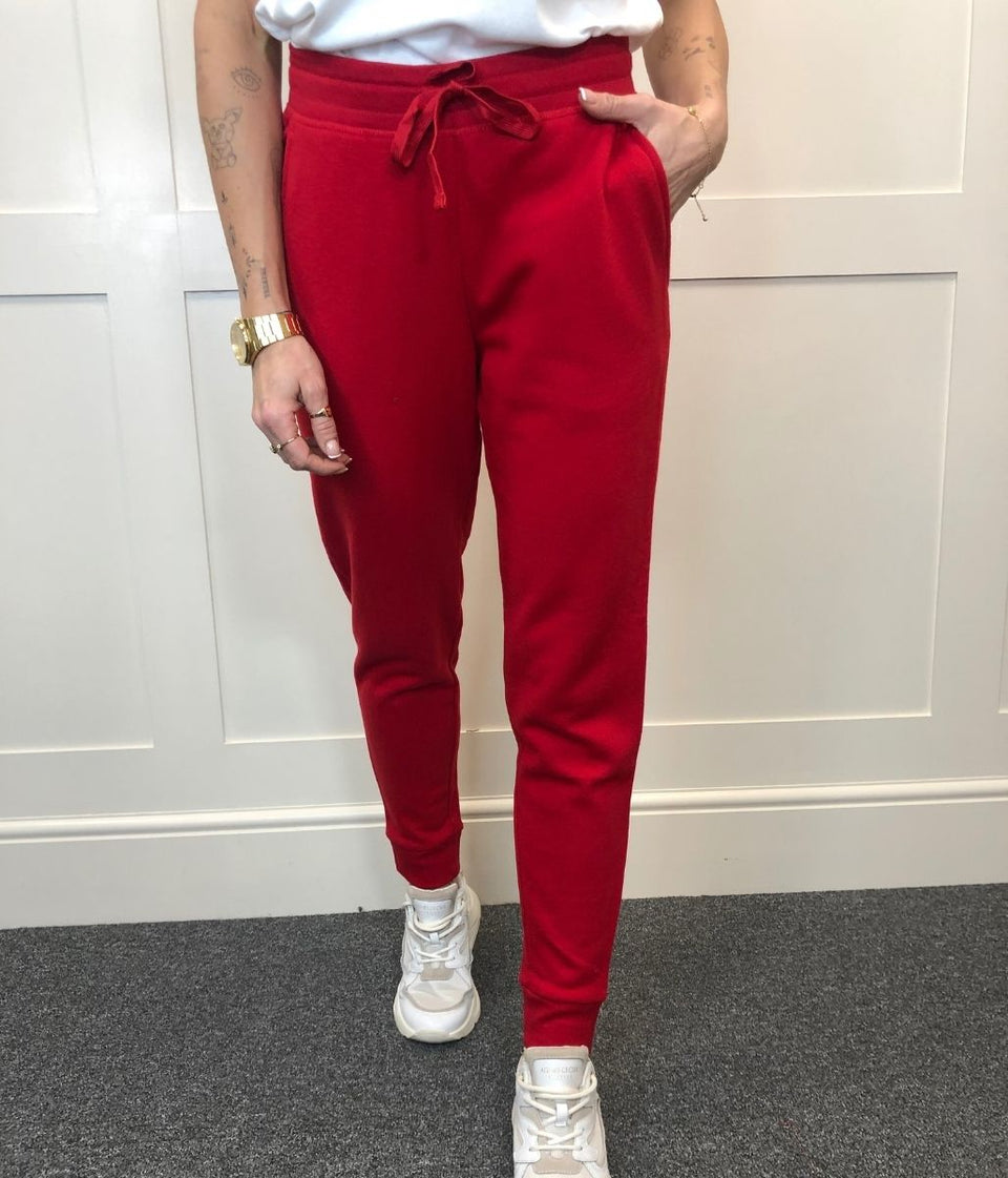 Red Soft Fleece Cuffed Joggers