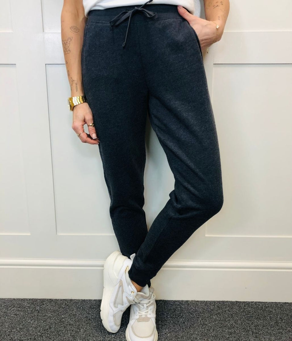 Blue Marl Soft Fleece Cuffed Joggers