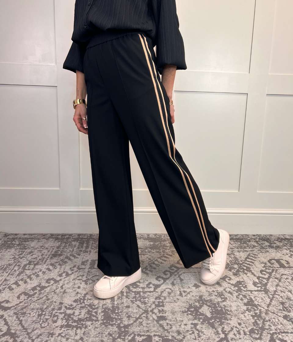 Black Side Stripe Wide Leg Trousers