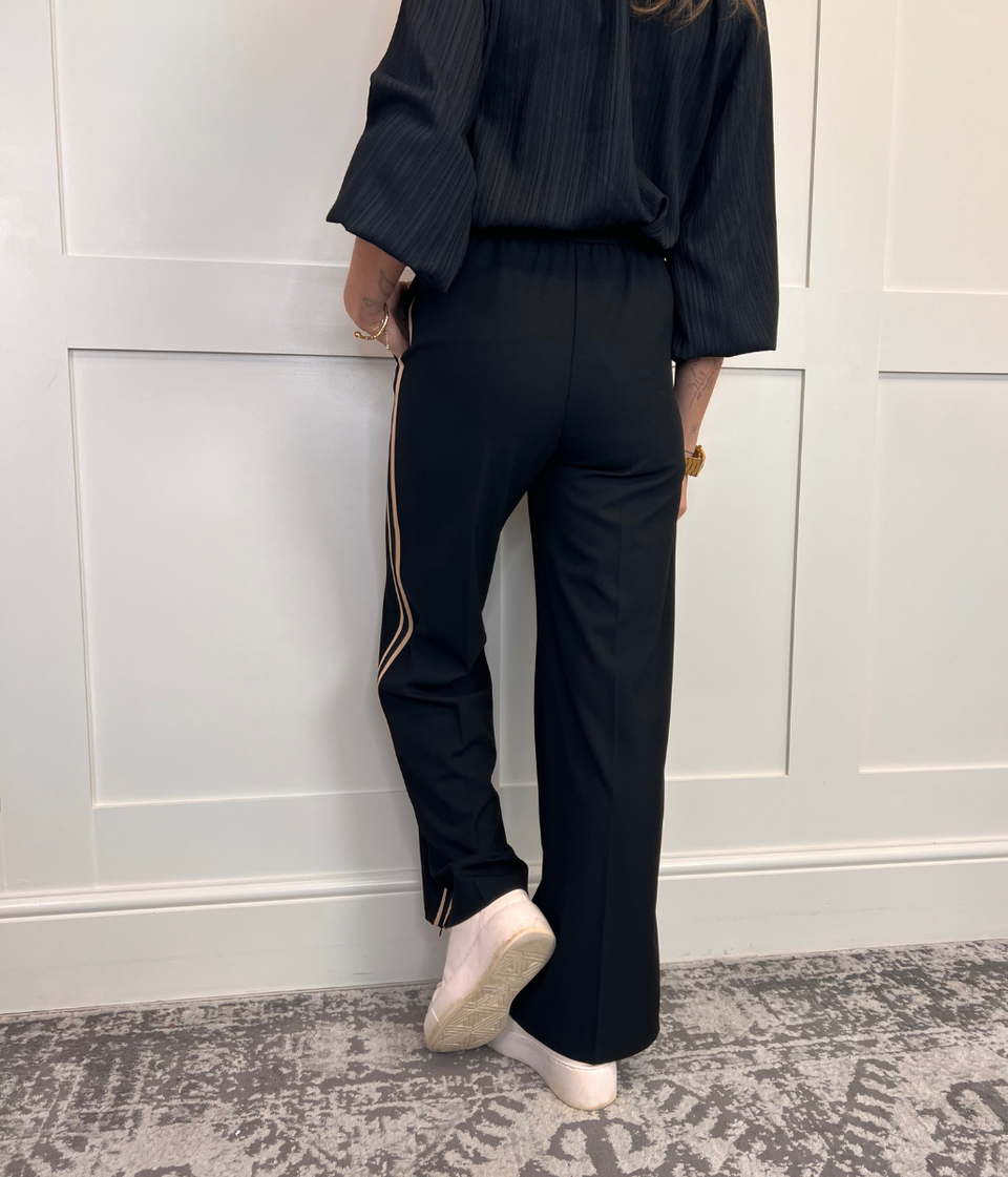 Black Side Stripe Wide Leg Trousers