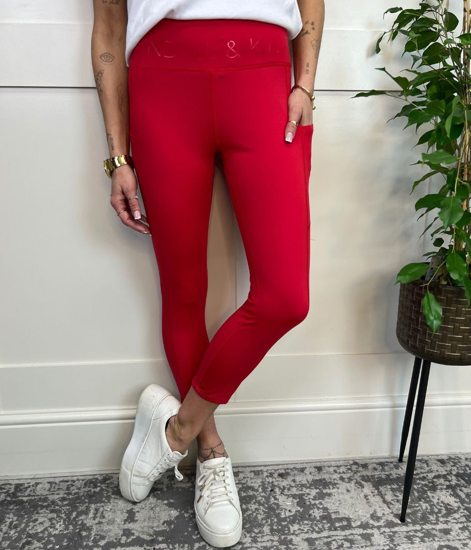 Red Kendall & Kylie High Waisted Gym Leggings