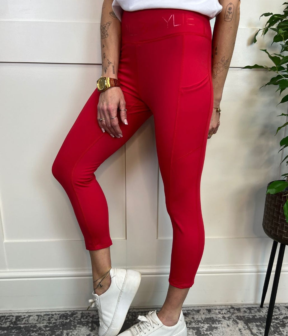 Red Kendall & Kylie High Waisted Gym Leggings