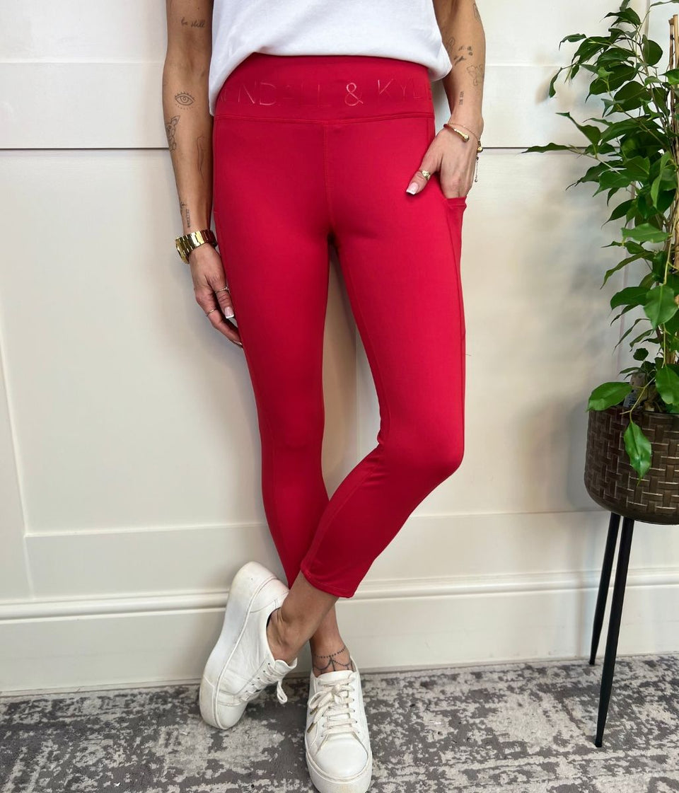 Red Kendall & Kylie High Waisted Gym Leggings