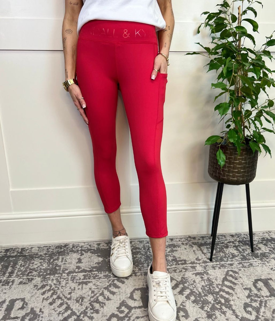 Red Kendall & Kylie High Waisted Gym Leggings