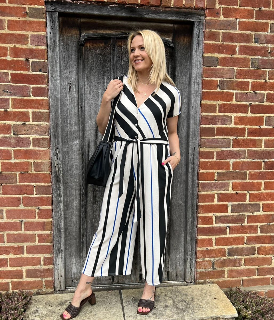 Stripe Jersey Jumpsuit