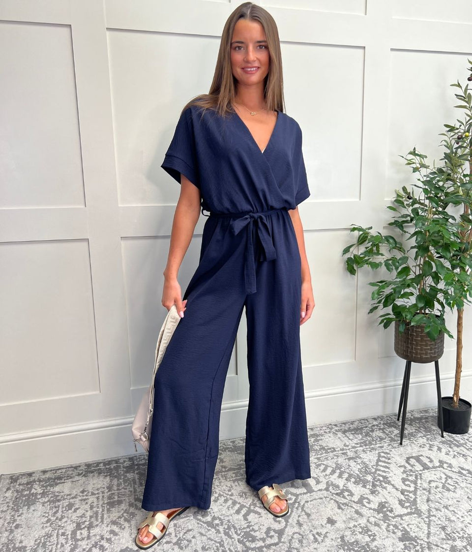 navy wrap jumpsuit