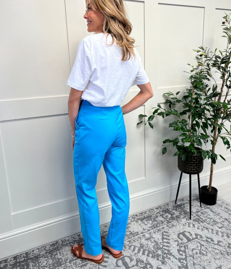 Blue Slim Fit Ankle Grazer Trousers