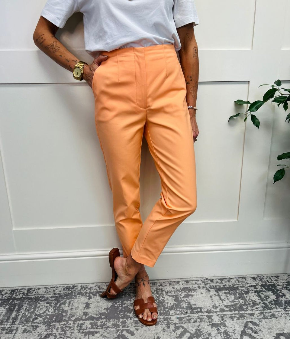 Orange Slim Fit Ankle Grazer Trousers