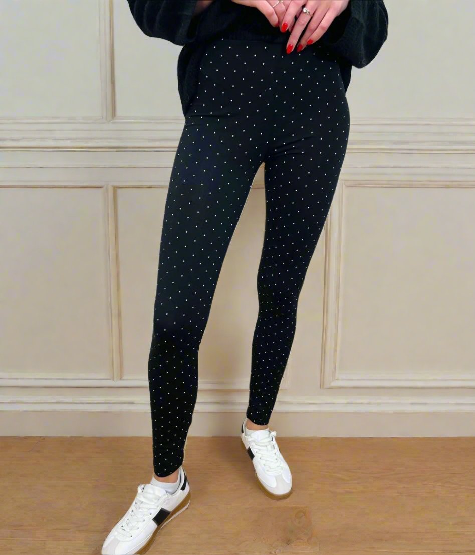 black white spot leggings