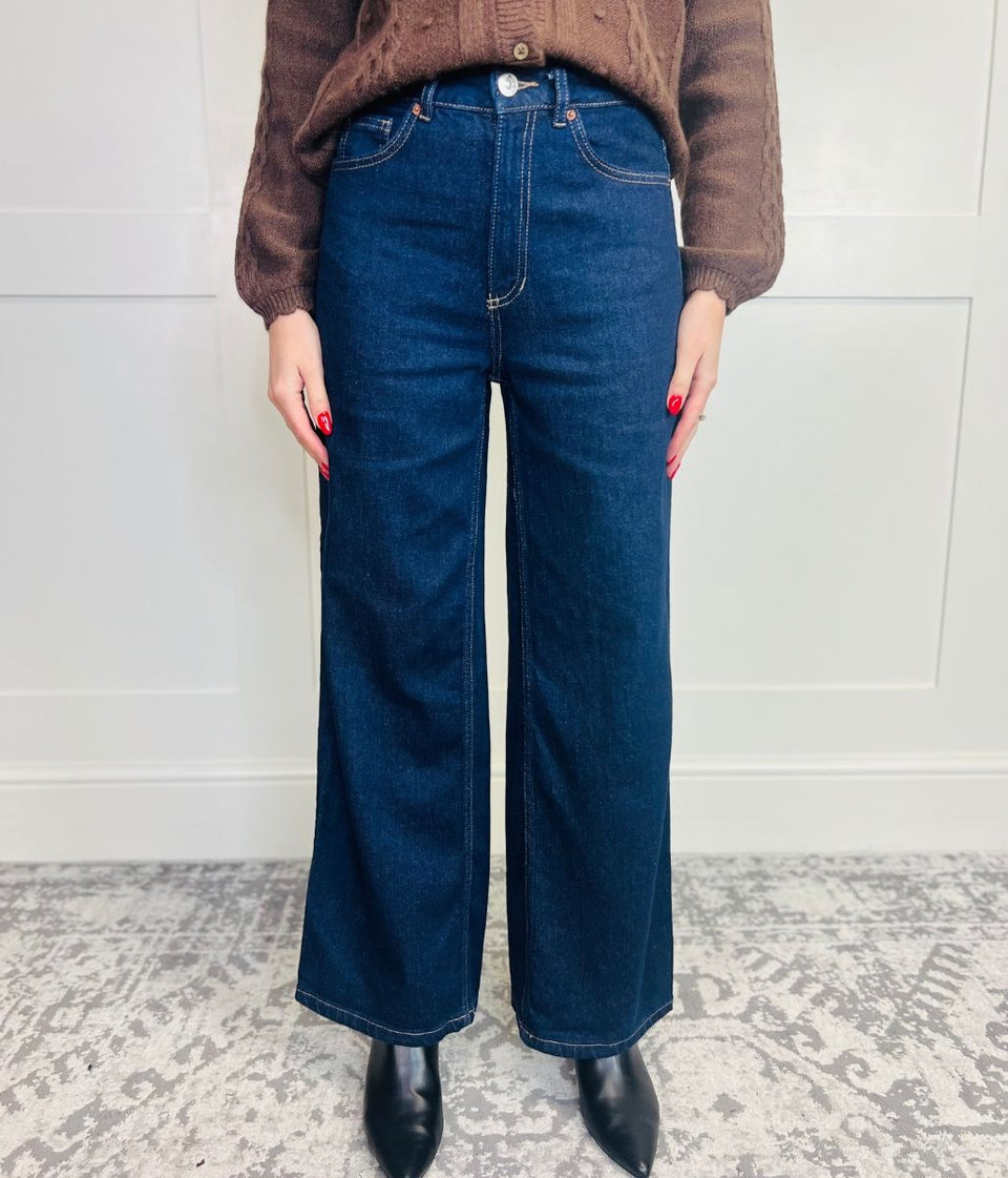 Indigo Denim Wide Leg Jeans