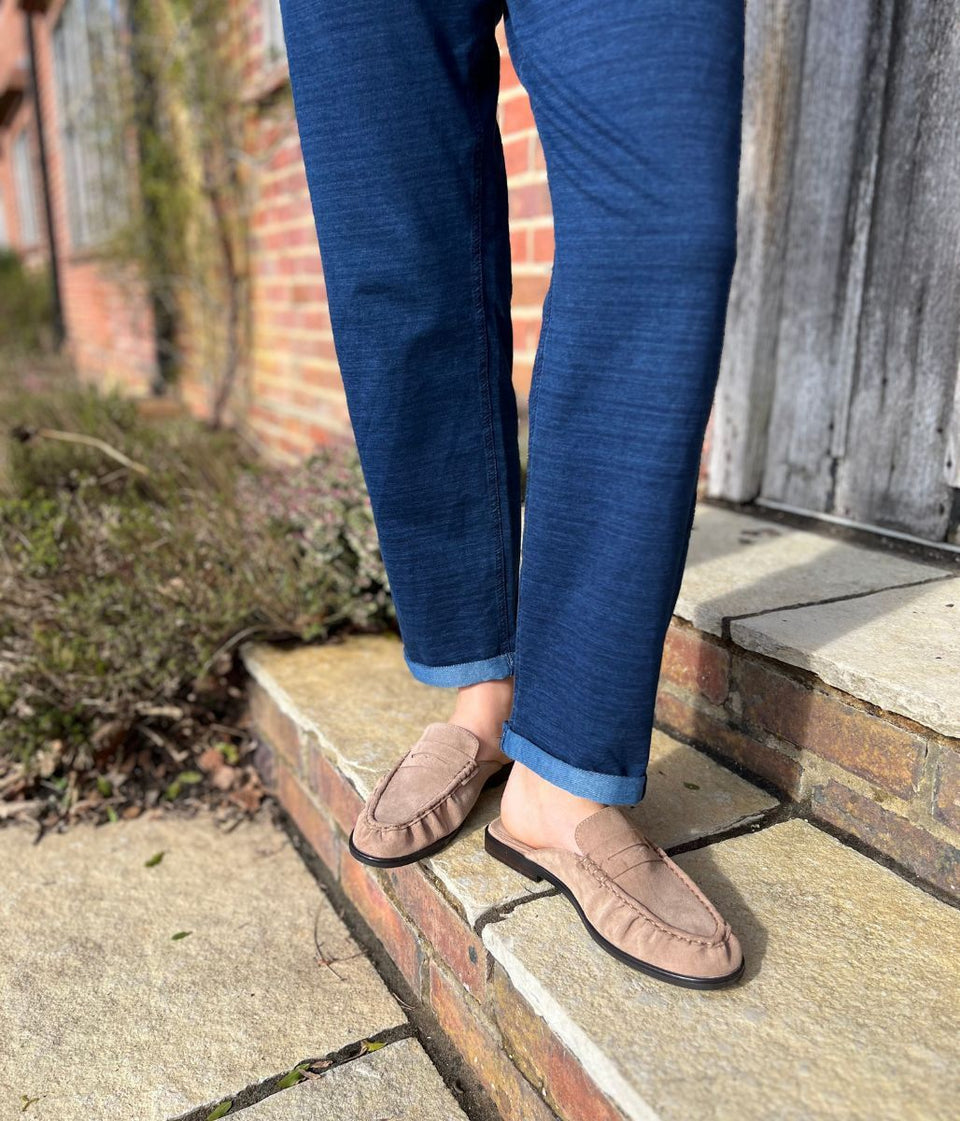 Blue Cotton Rich Dark Denim Straight Leg Jogger Trousers
