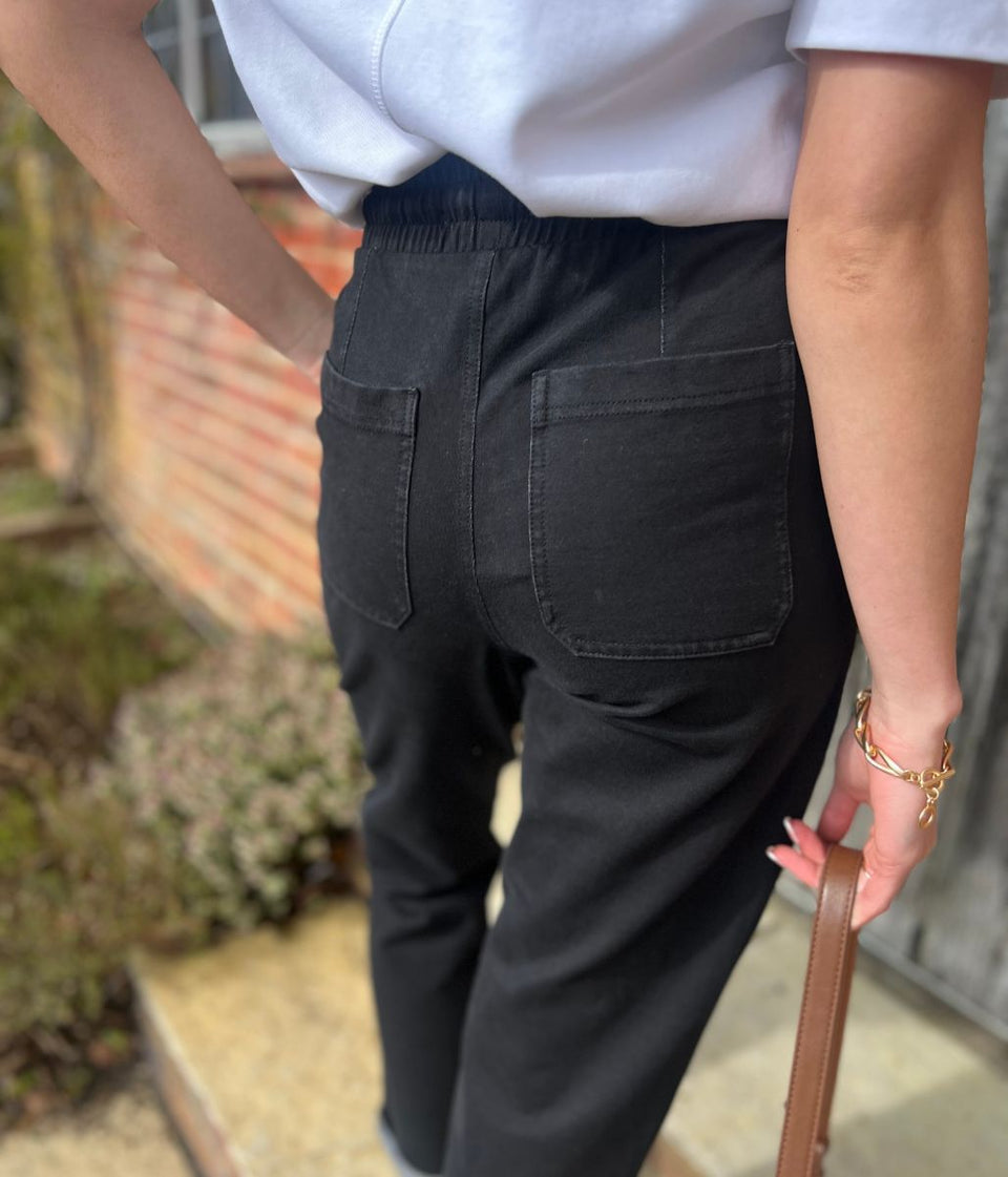 Black Cotton Rich Straight Leg Jogger Trousers
