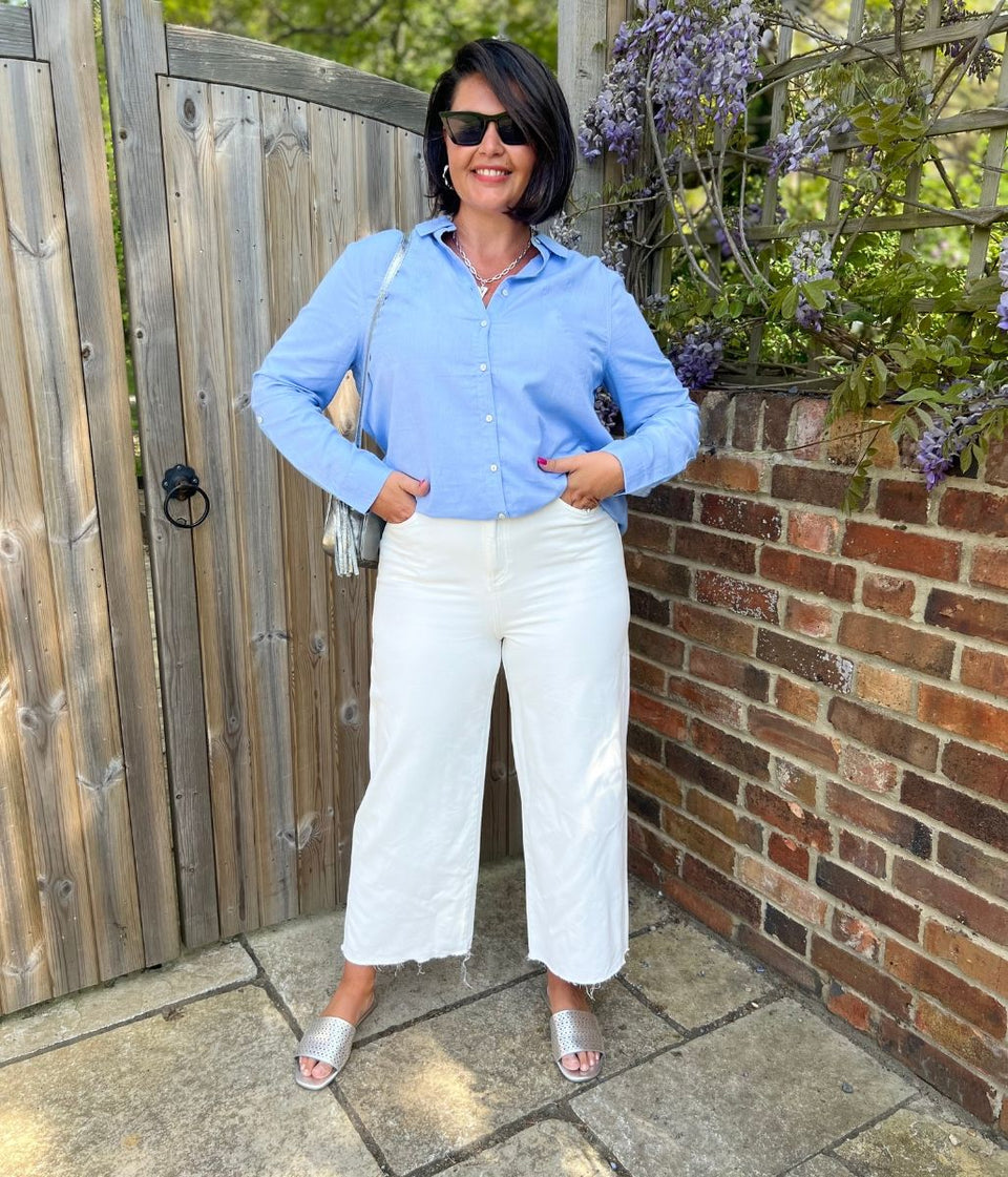 Soft White Wide Leg Cropped Jeans