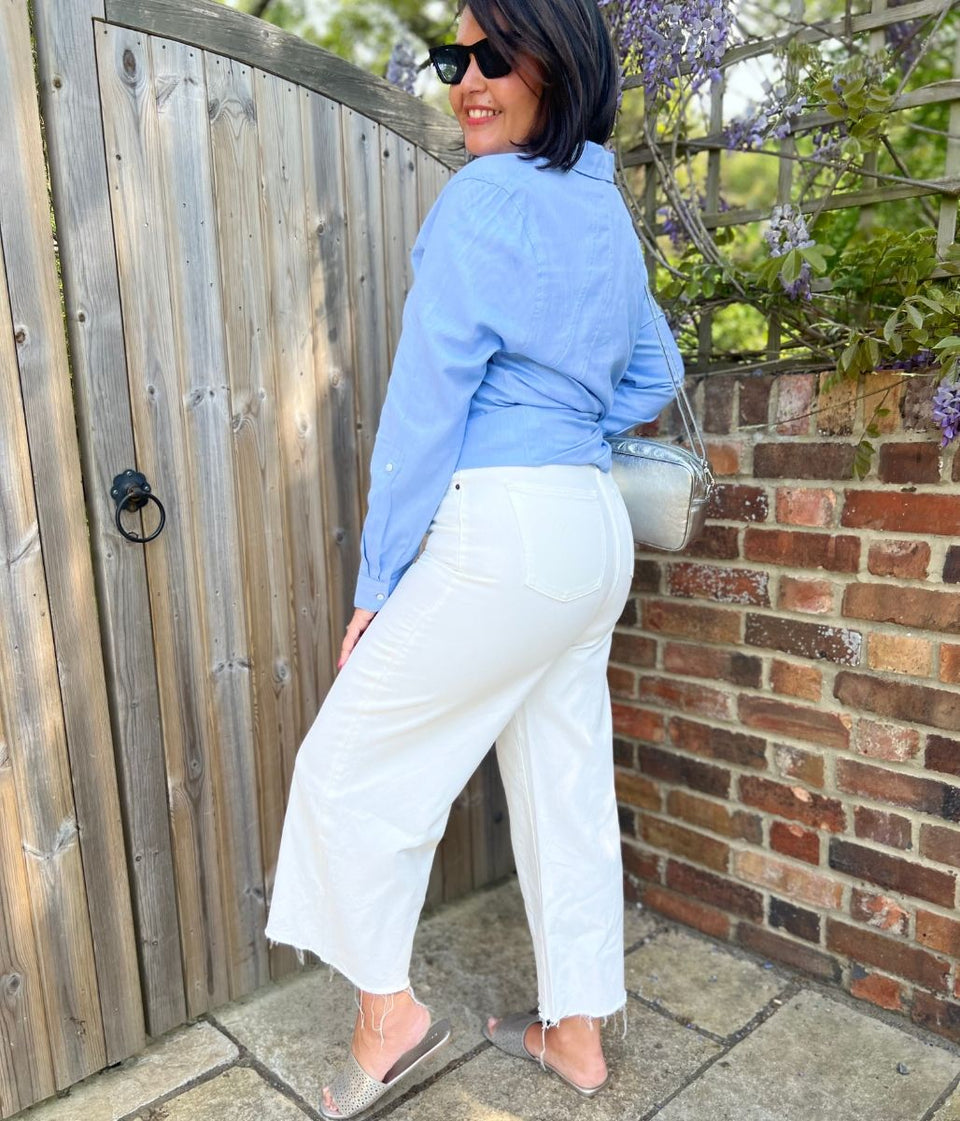 Soft White Wide Leg Cropped Jeans