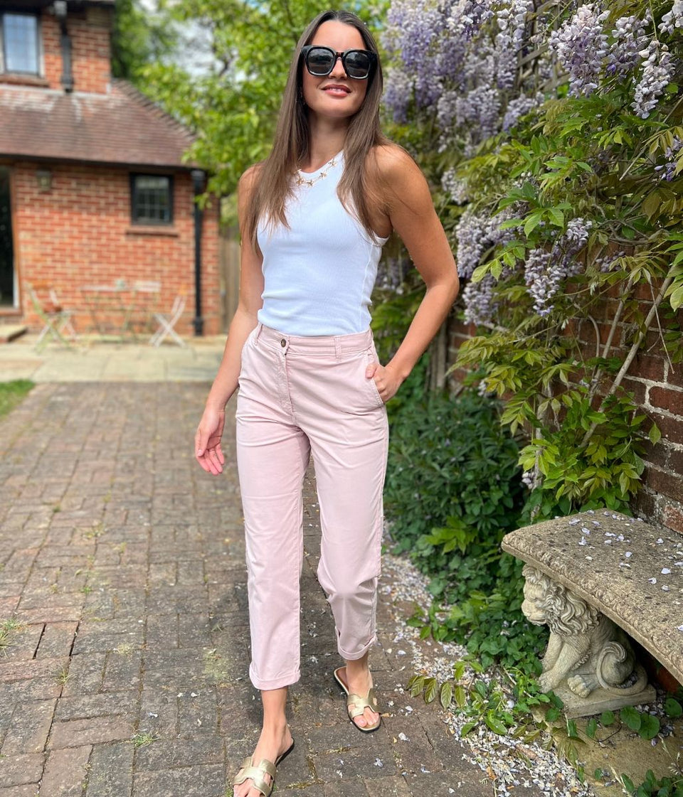 Pink Cotton Rich Slim Fit Chino Trousers