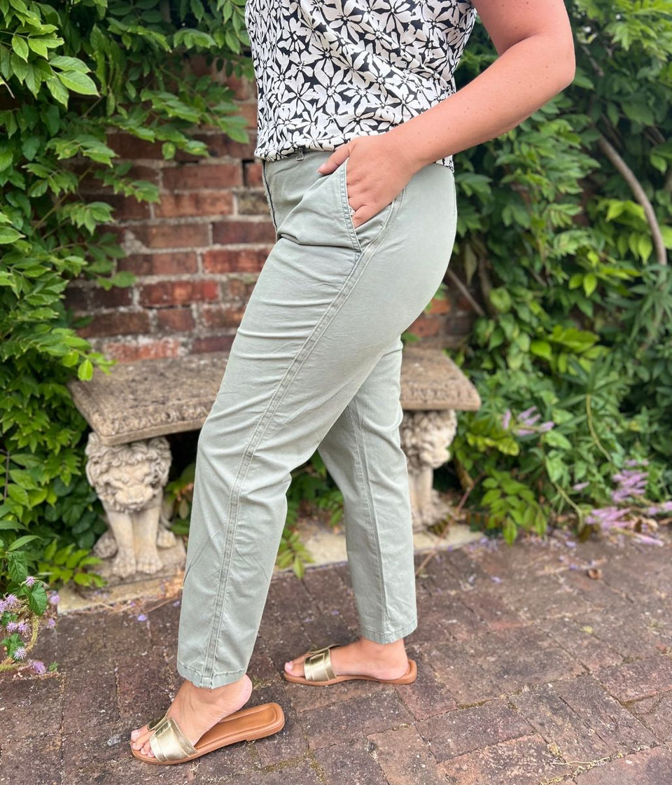 Khaki Cotton Rich Slim Fit Chino Trousers