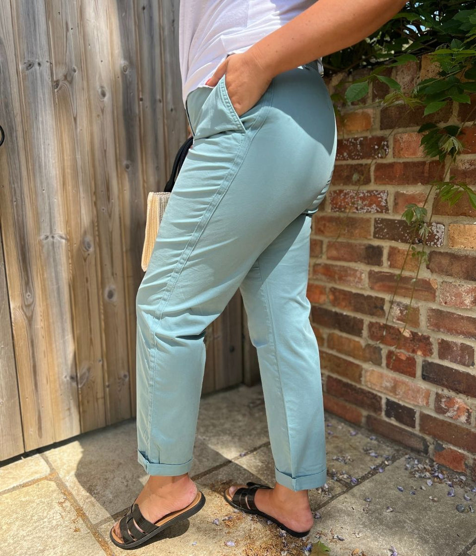 Duck Egg Blue Cotton Rich Slim Fit Chino Trousers