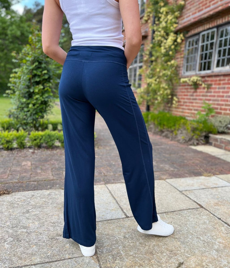 Navy Soft Touch Wide Leg Trousers