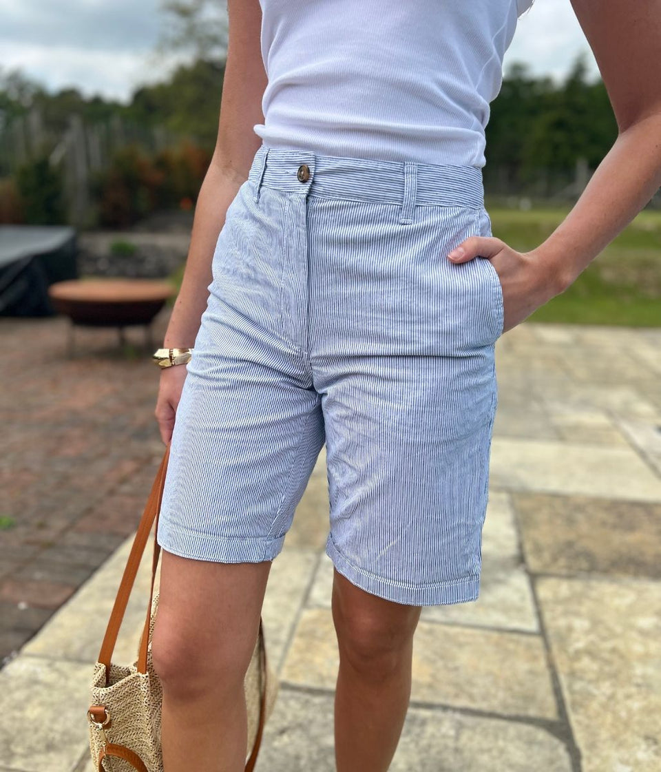 Light Blue Cotton Rich Striped Chino Shorts