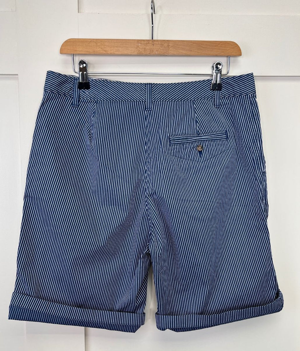 Navy Cotton Rich Striped Chino Shorts