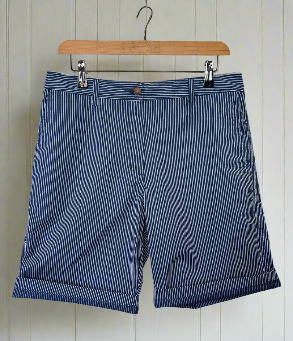 Navy Cotton Rich Striped Chino Shorts