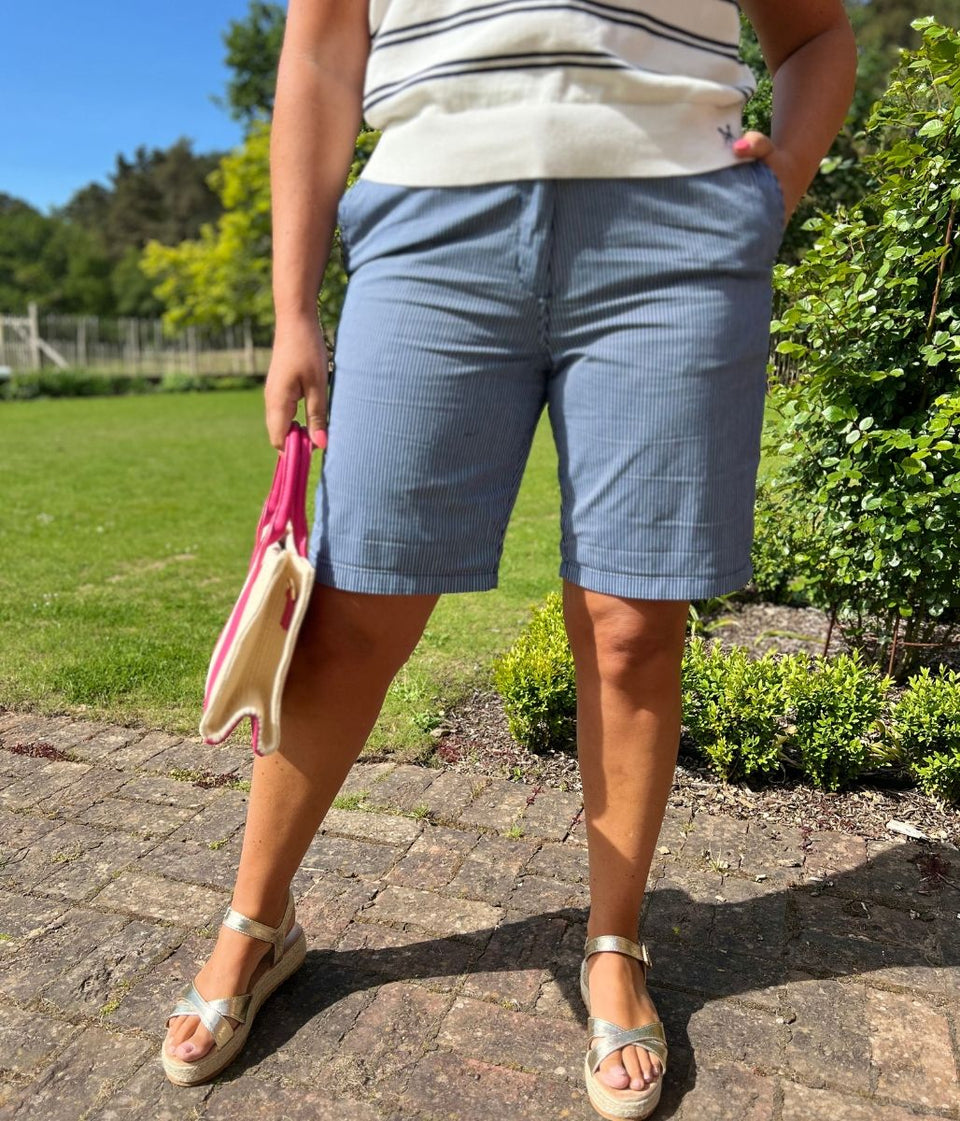 Navy Cotton Rich Striped Chino Shorts