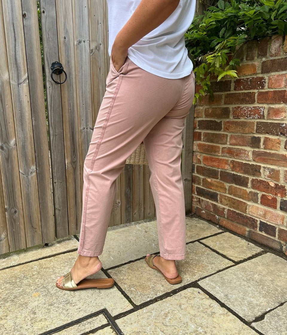 Dusky Pink Cotton Rich Slim Fit Chino Trousers