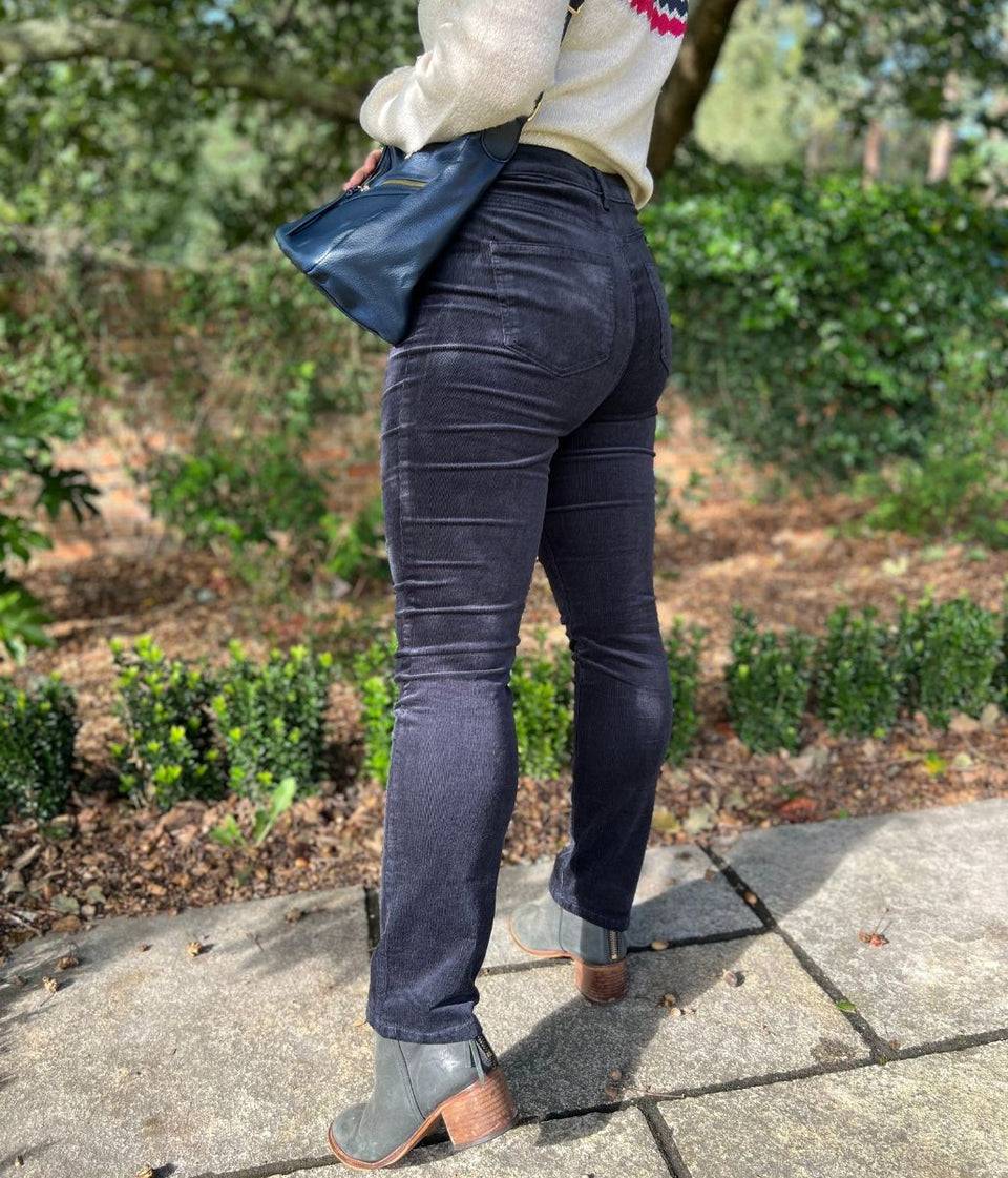 Navy Straight Leg Cord Trousers