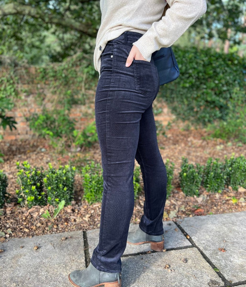 Navy Straight Leg Cord Trousers