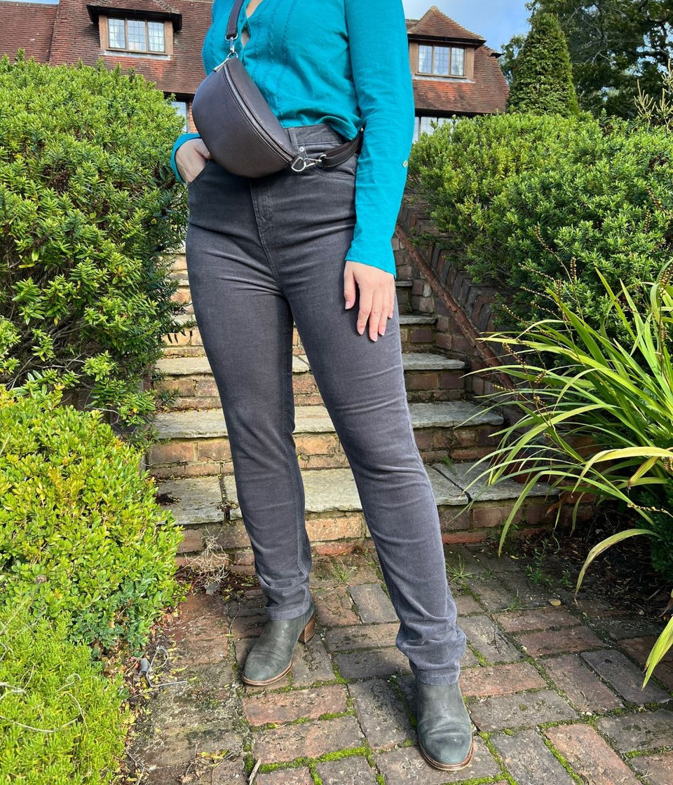 Grey Straight Leg Cord Trousers