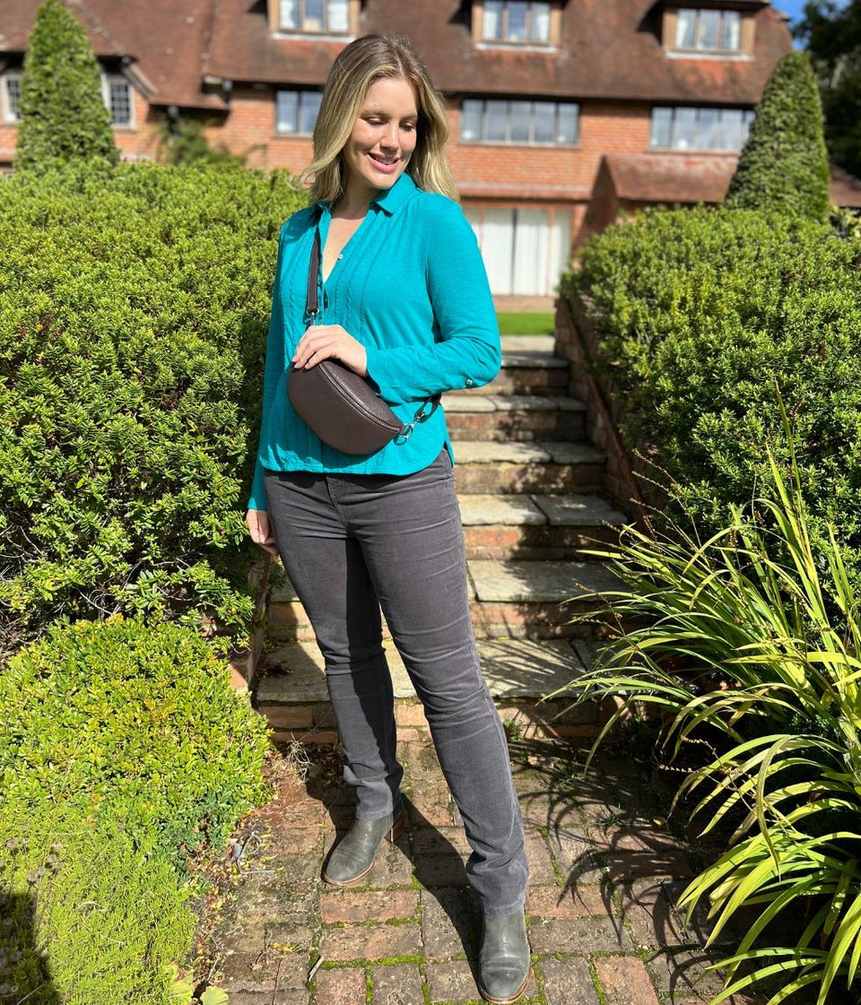 Grey Straight Leg Cord Trousers
