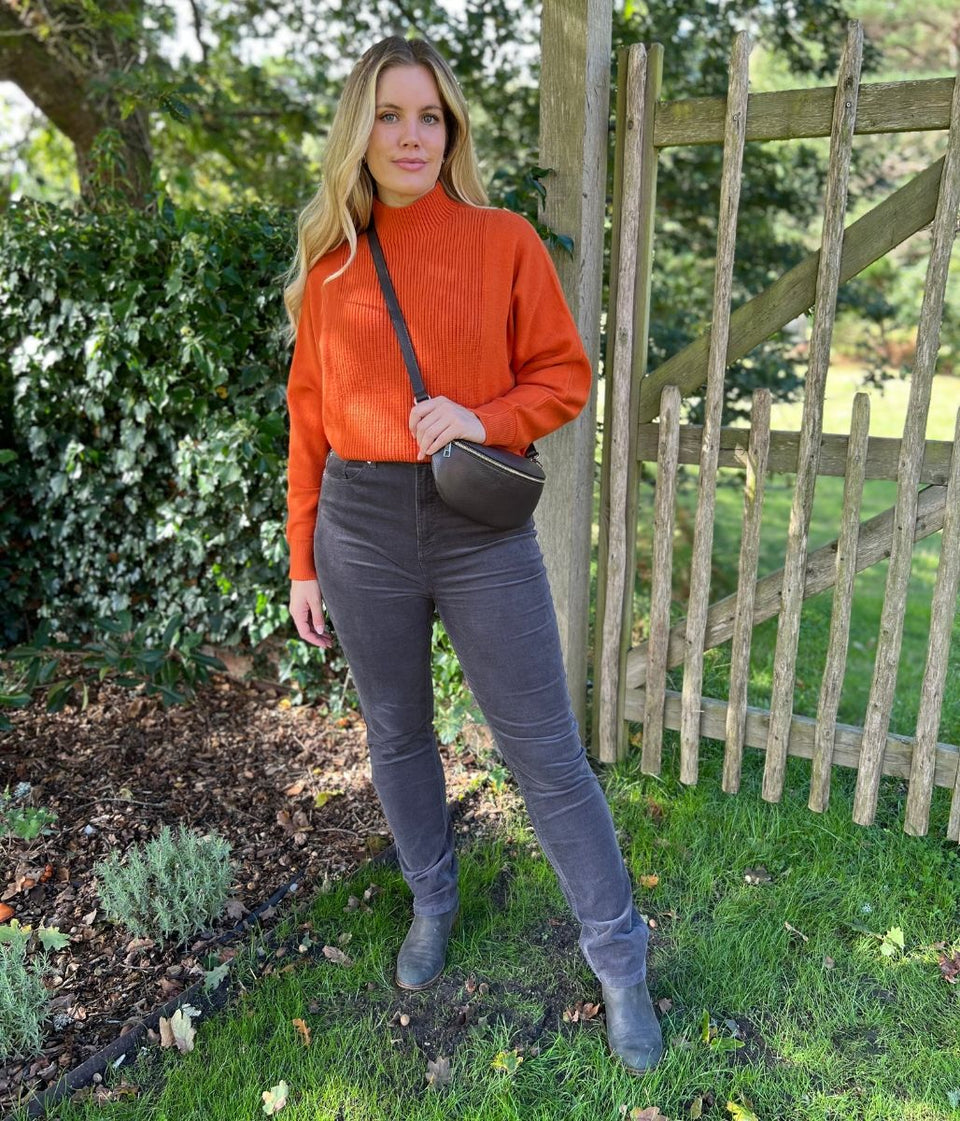 Grey Straight Leg Cord Trousers