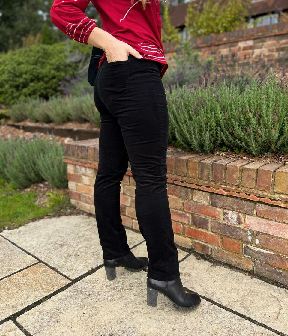 Black Straight Leg Cord Trousers
