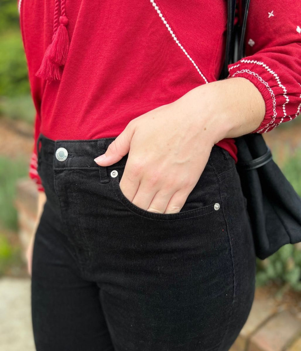 Black Straight Leg Cord Trousers