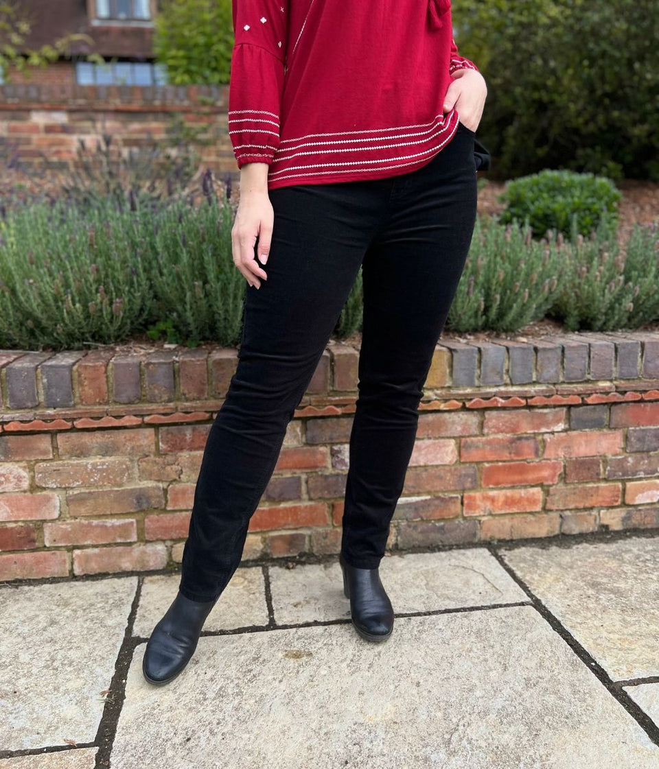 Black Straight Leg Cord Trousers