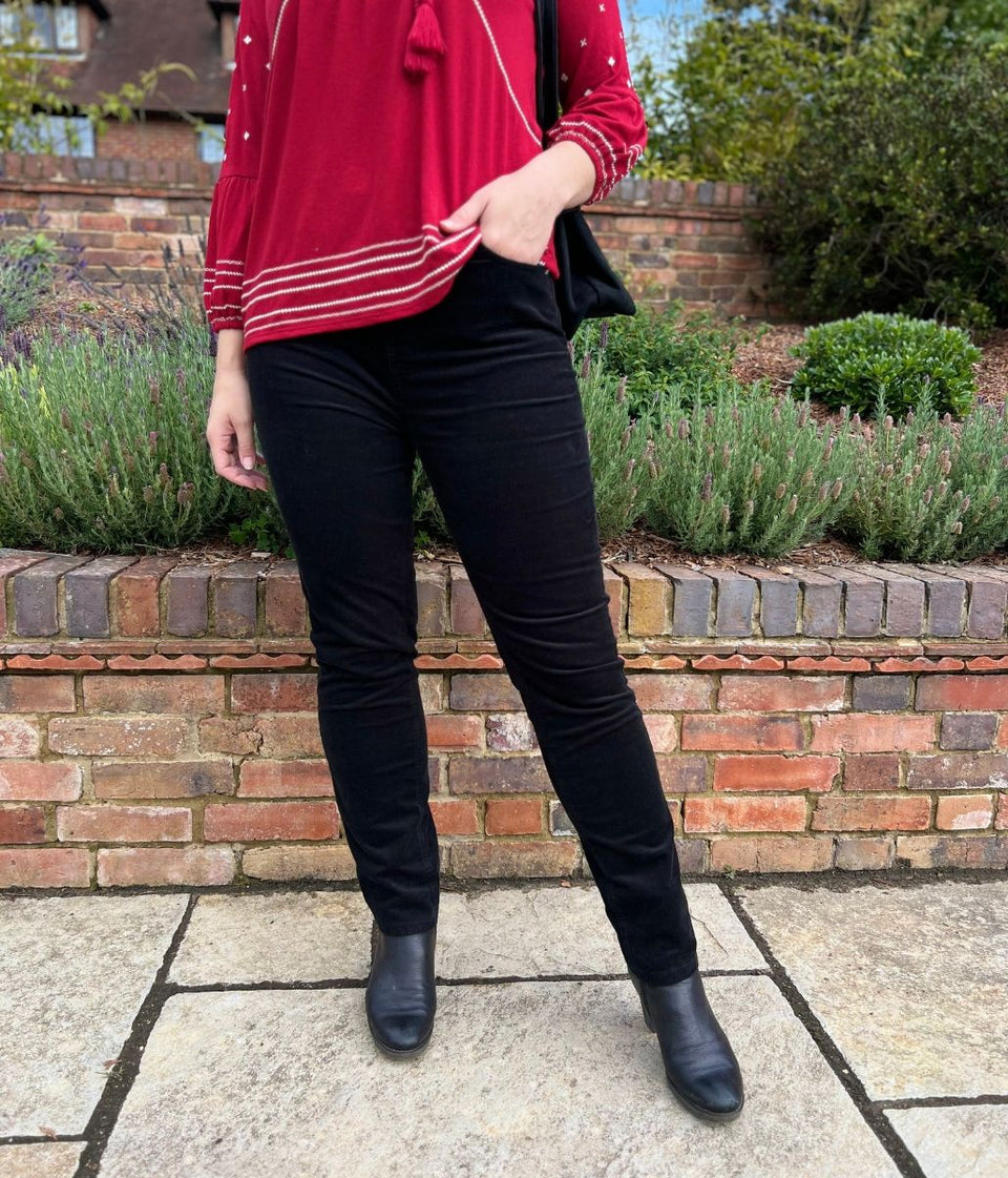 Black Straight Leg Cord Trousers