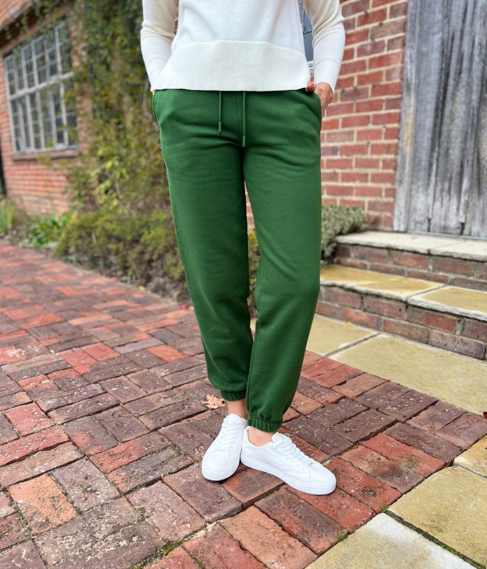 Bottle Green Cotton Rich Cuffed Joggers