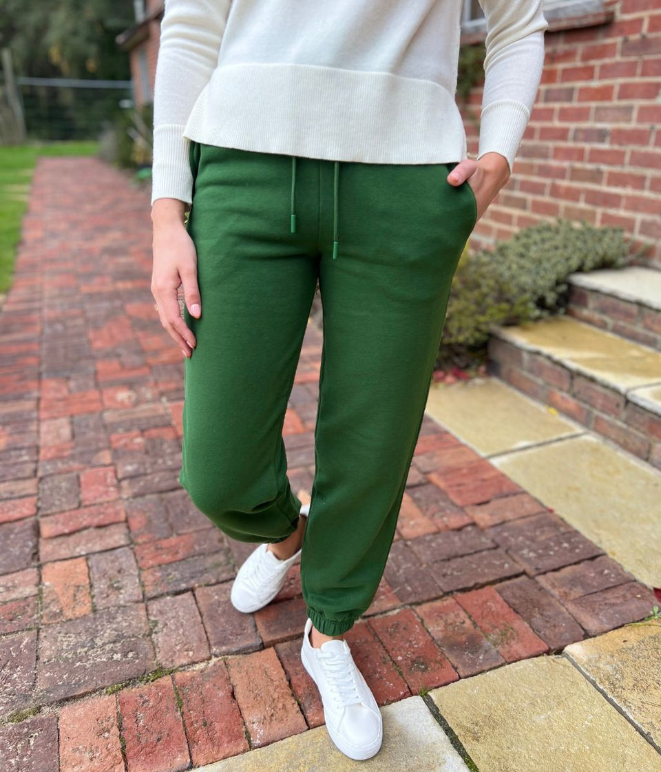 Bottle Green Cotton Rich Cuffed Joggers