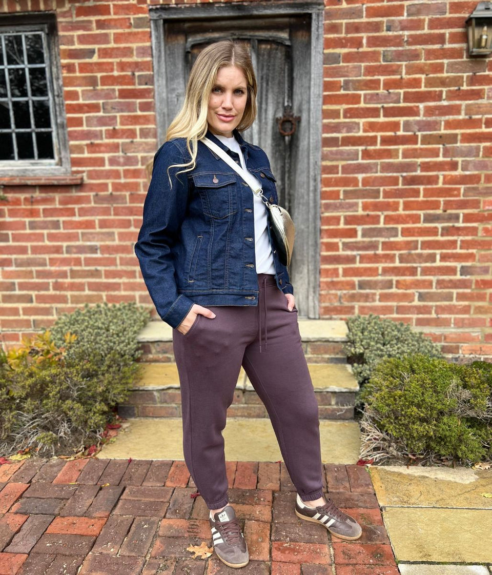 Aubergine Cotton Rich Cuffed Joggers