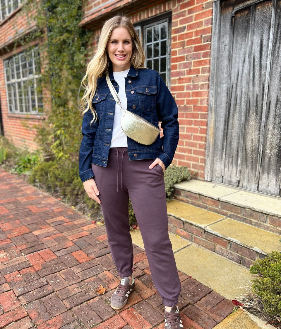 Aubergine Cotton Rich Cuffed Joggers