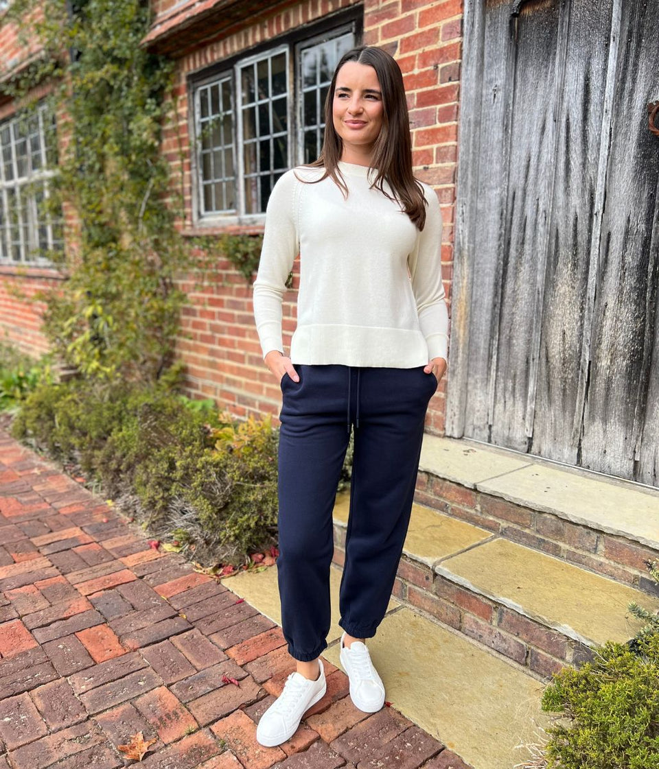 Navy Cotton Rich Cuffed Joggers