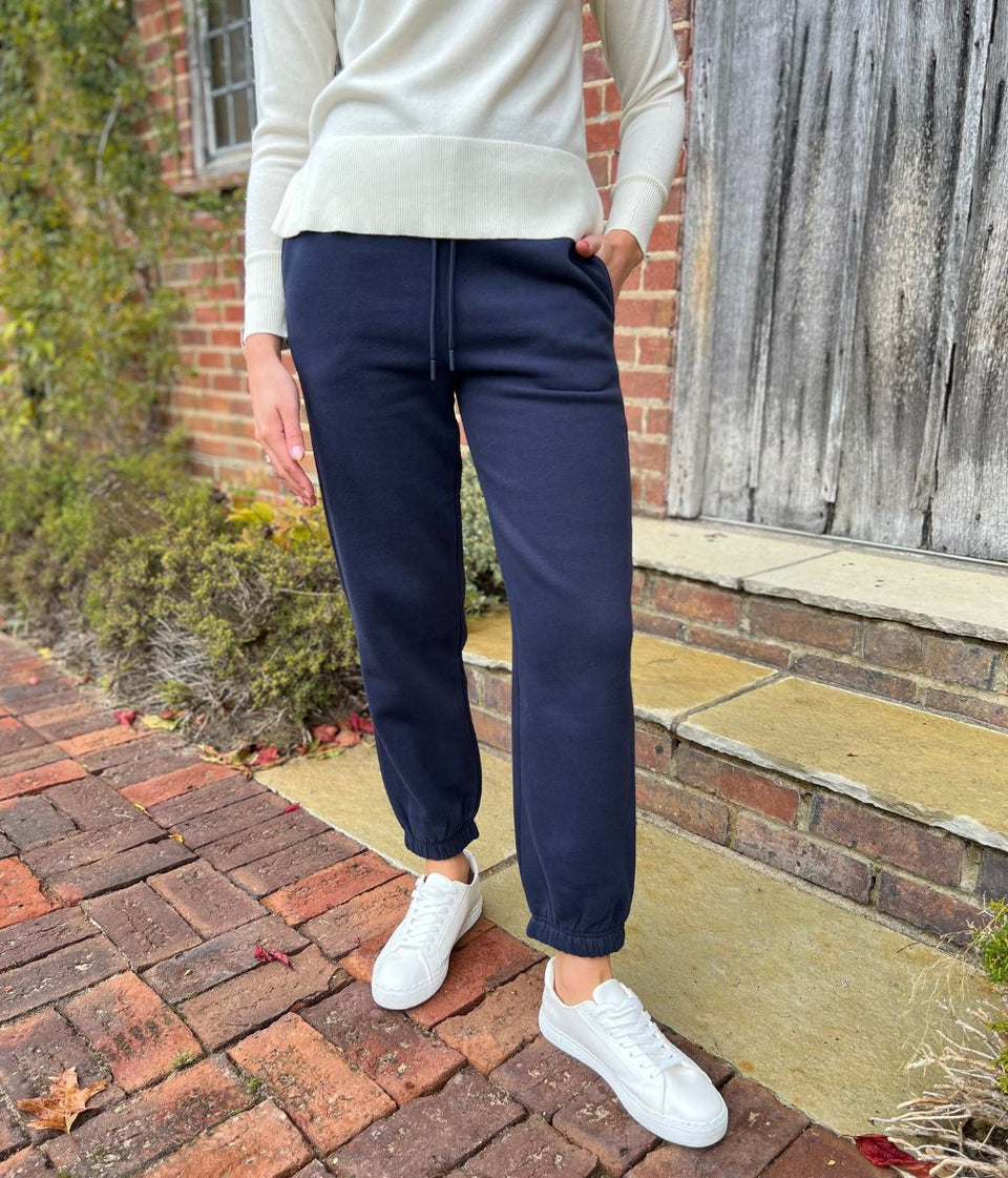 Navy Cotton Rich Cuffed Joggers
