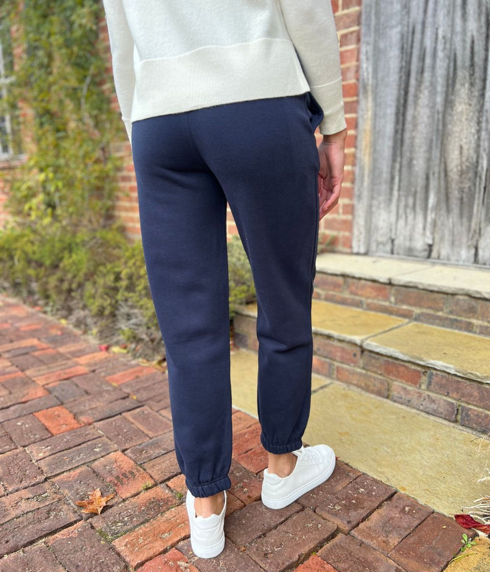 Navy Cotton Rich Cuffed Joggers