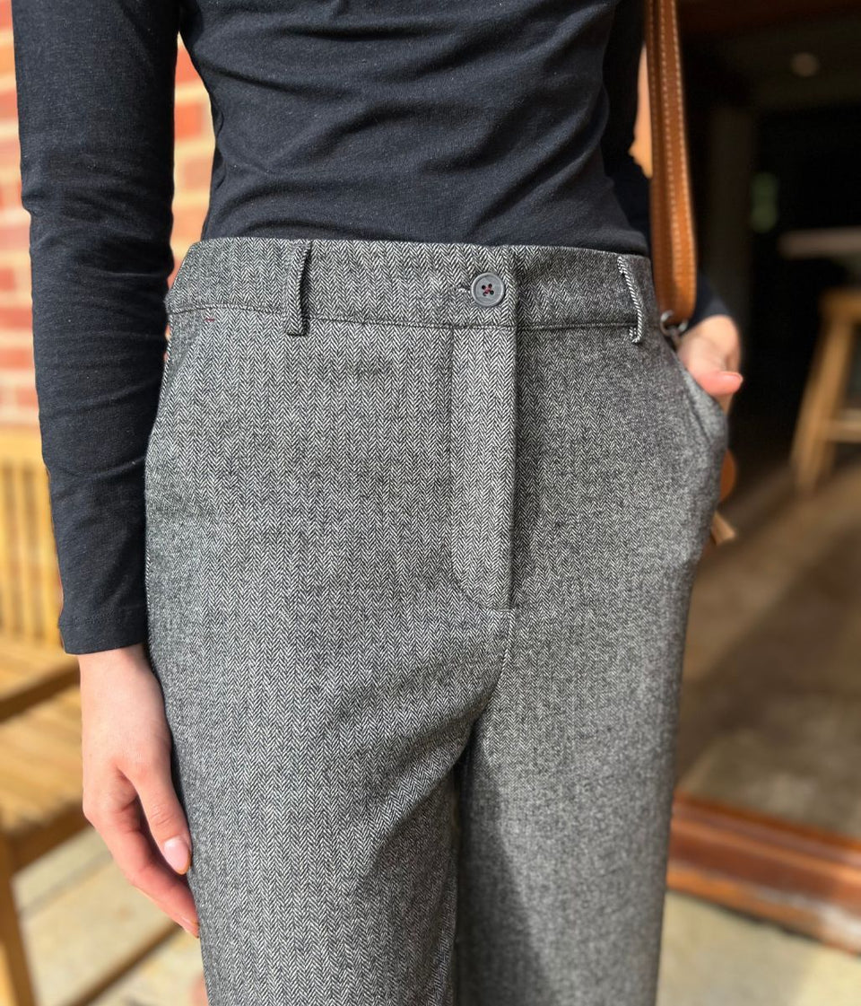 Grey Belle Tweedy Wide Leg Trousers