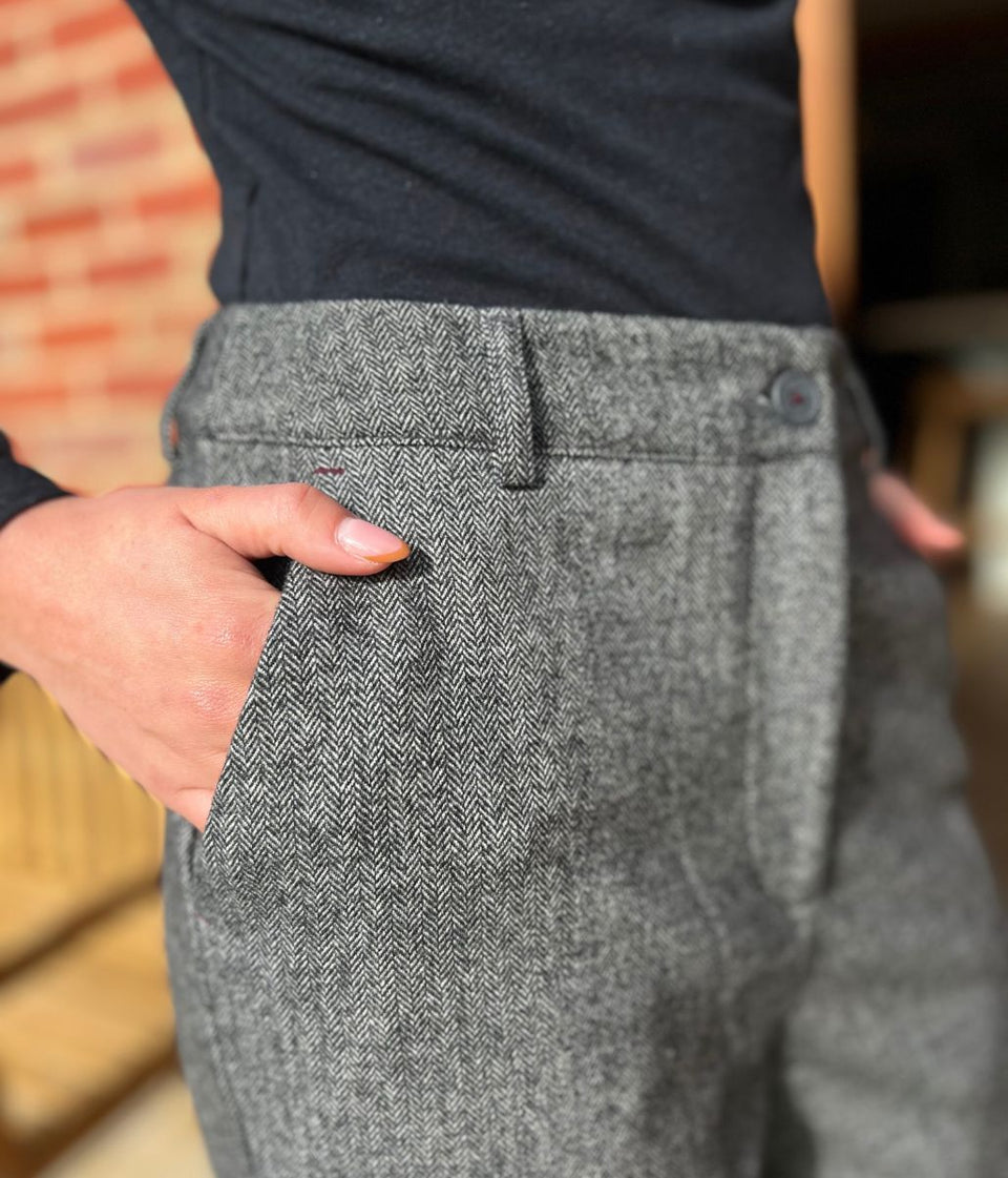 Grey Belle Tweedy Wide Leg Trousers