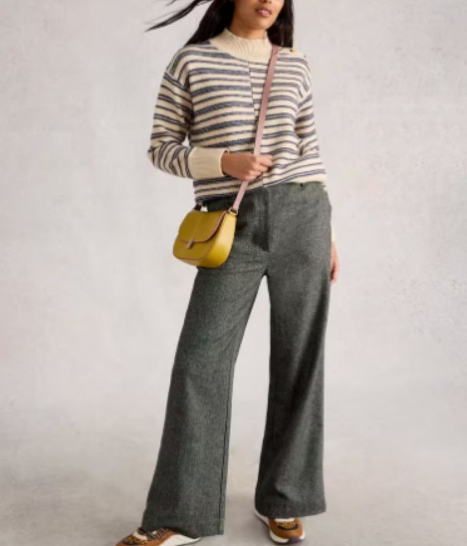 Grey Belle Tweedy Wide Leg Trousers