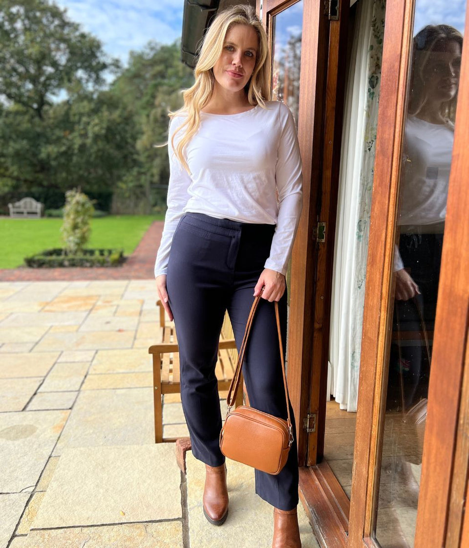 Navy Classic Straight Leg Trousers