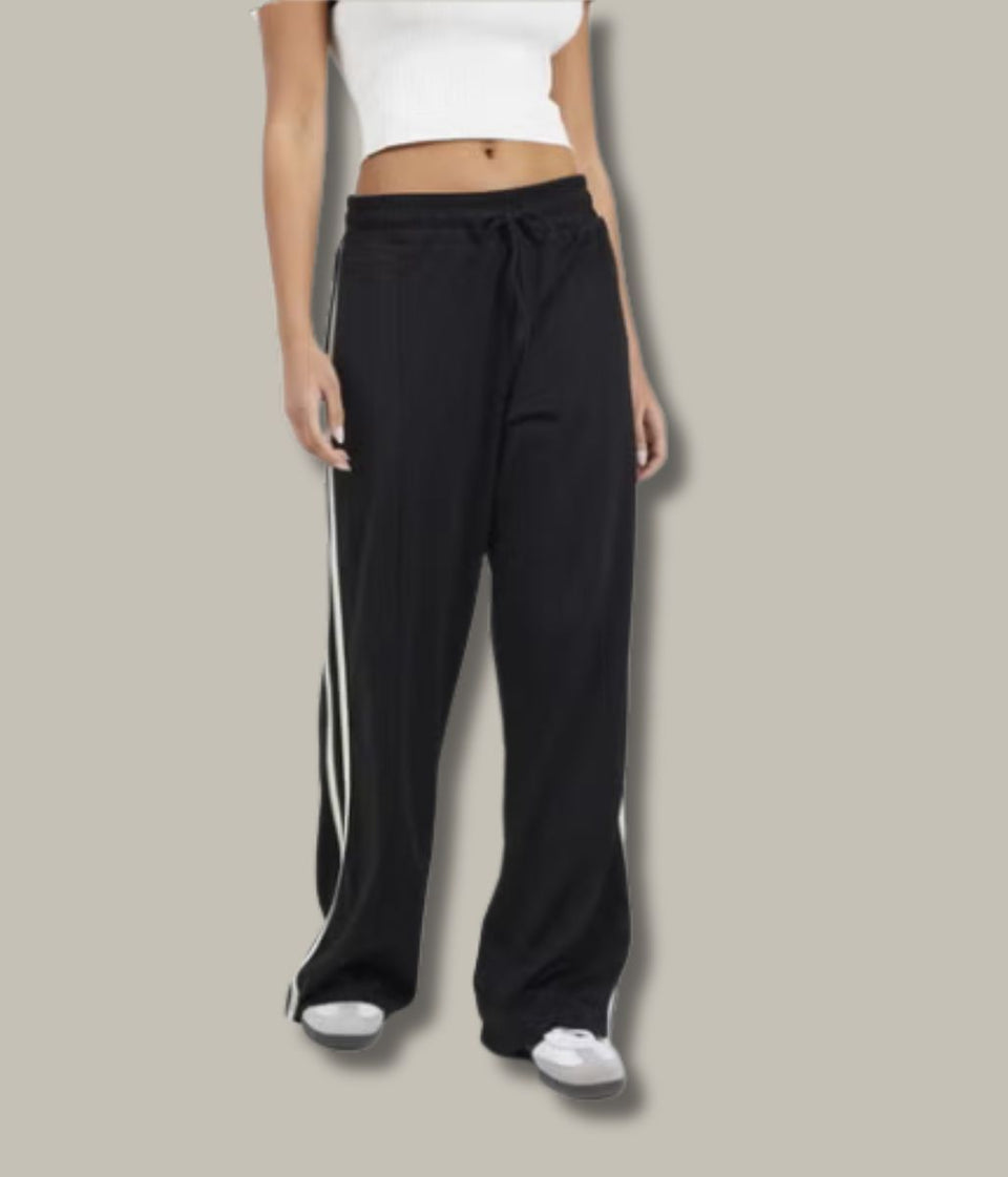 Brave Soul Black Side Stripe Wide Leg Joggers